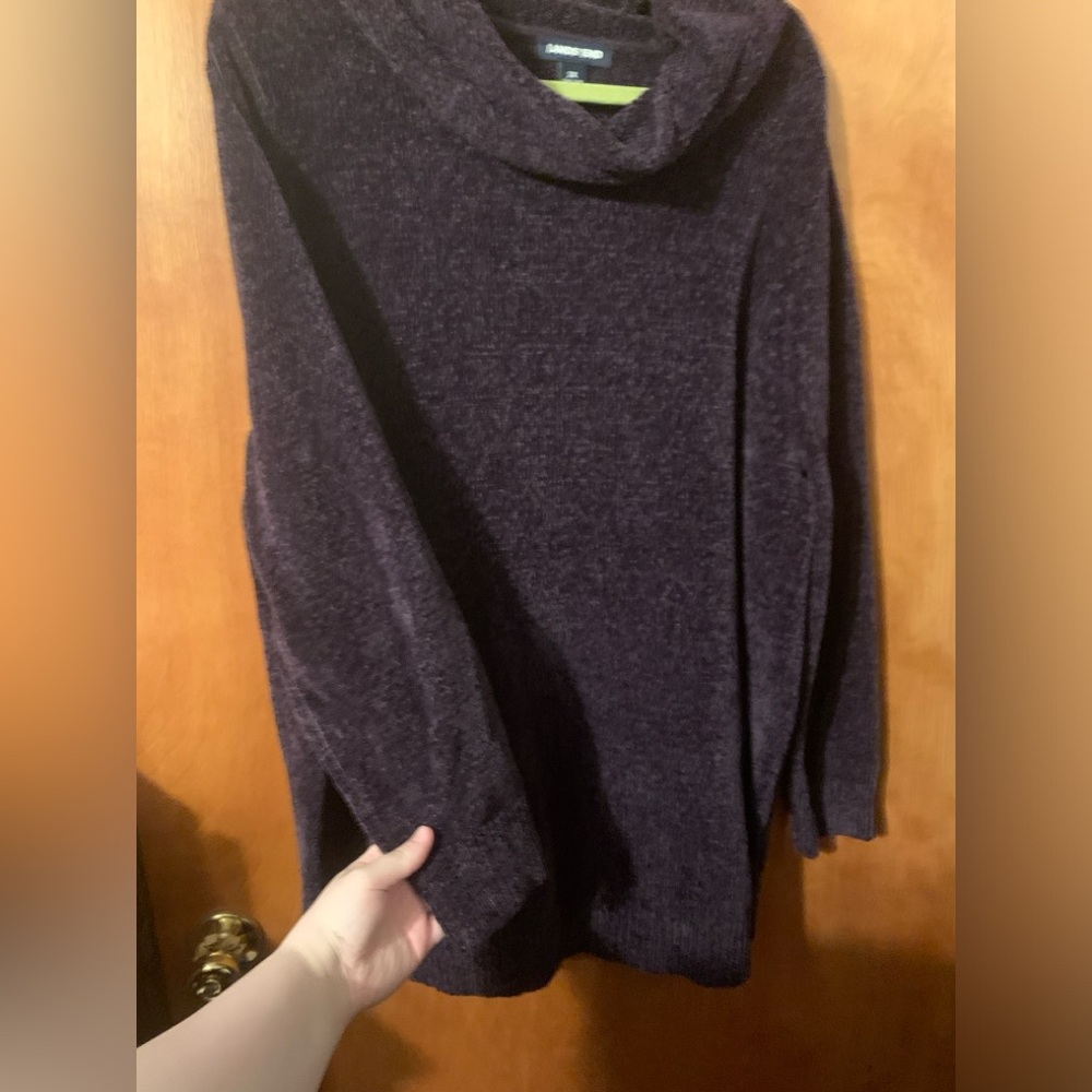 TWO Lands End Chenille sweaters in Plum and Gray - Picture 1 of 4